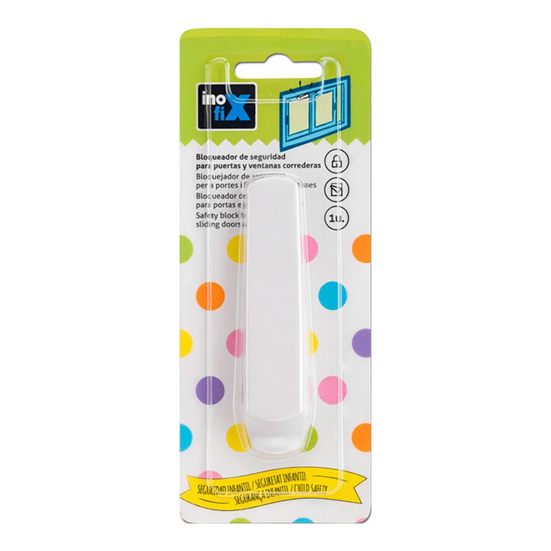 Bloquejador per a porta o finestra corredissa amb cinta adhesiva de 25x127x14mm Inofix