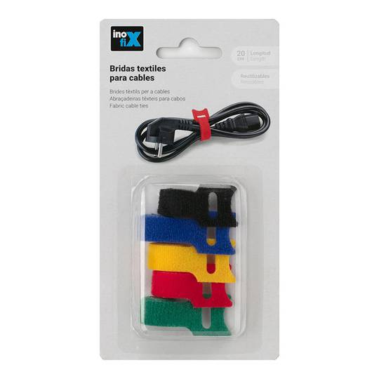 Attaches textiles souples pour grouper des câbles de 20cm de couleurs assorties Inofix