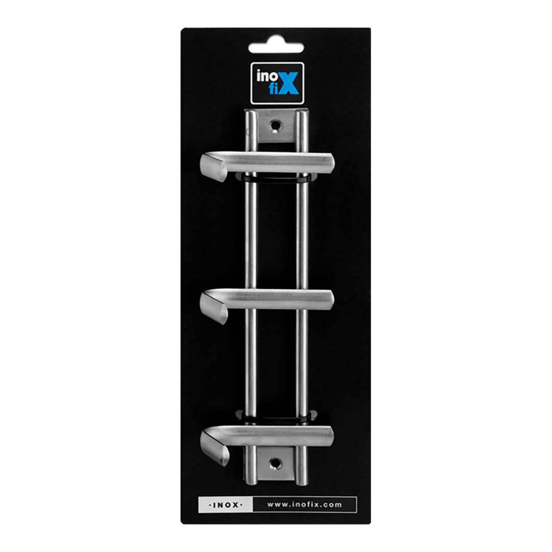 Cabide Inofix com três ganchos em aço inox com acabamento cromado