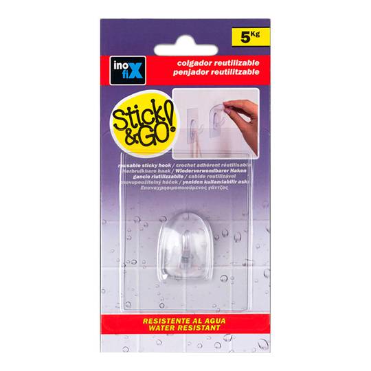 Penjador adherent reutilitzable Stick&Go de 80x62mm color transparent Inofix