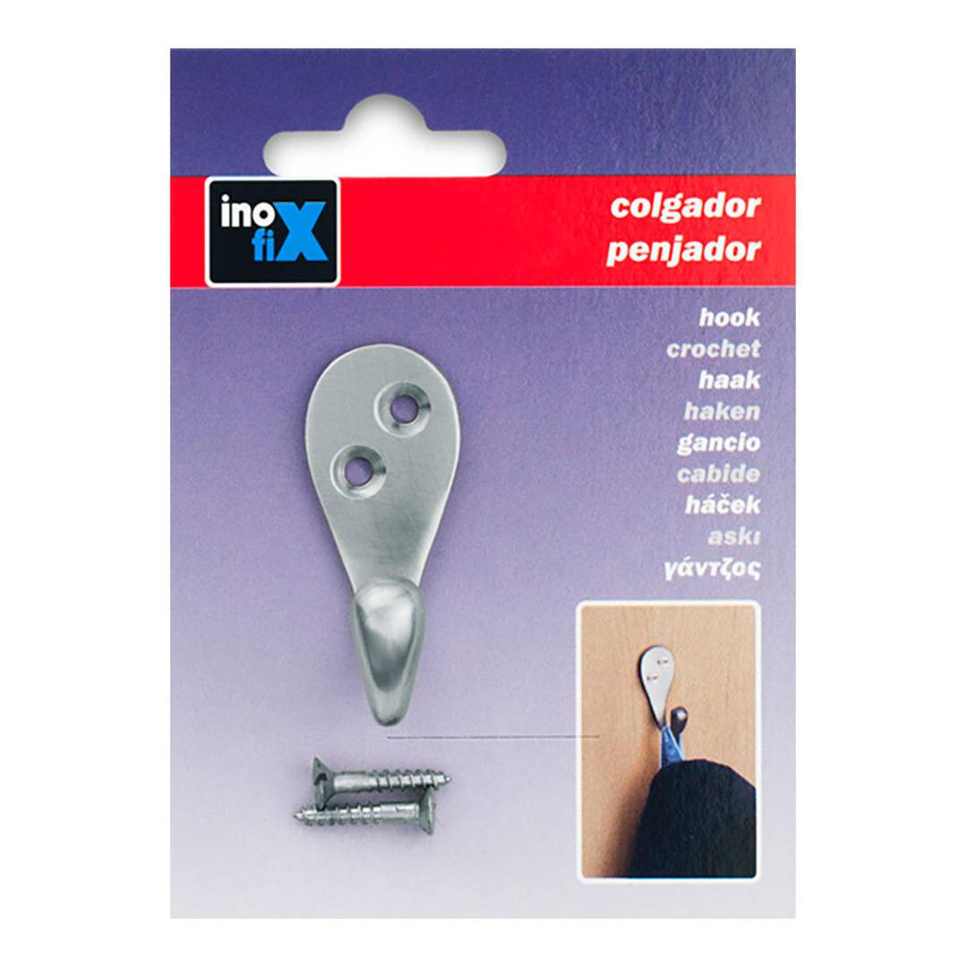 Inofix satin nickel-plated brass classic single hook