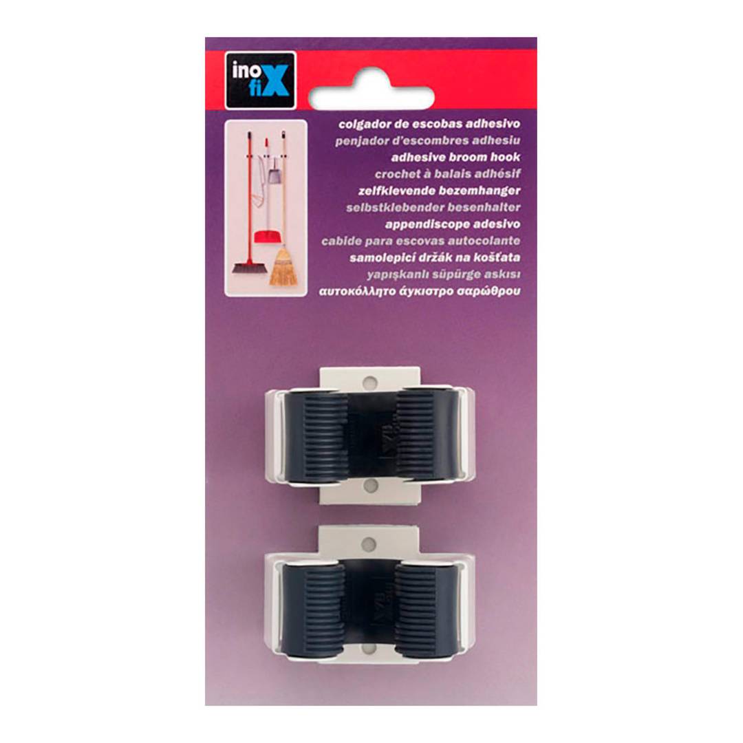 Packung mit 2 einzelnen Kleiderbügeln für Besen mit Inofix-Metallic-Finish