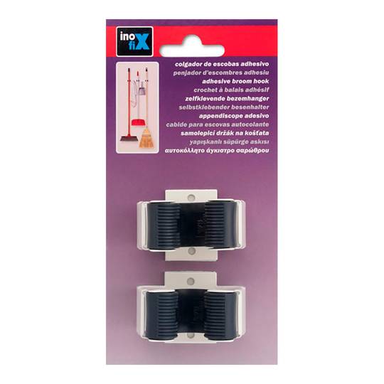 Packung mit 2 einzelnen Kleiderbügeln für Besen mit Inofix-Metallic-Finish