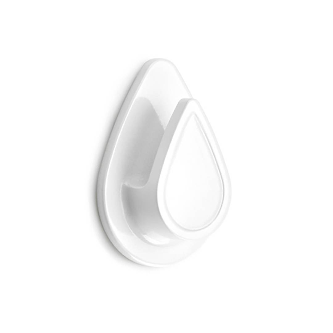 Penjador adhesiu individual resistent a l'aigua en forma de gota amb acabat blanc mat Inofix
