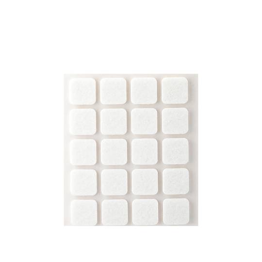 Pak van 20 stuks Inofix 17x17 mm wit klevend synthetisch vierkant vilt