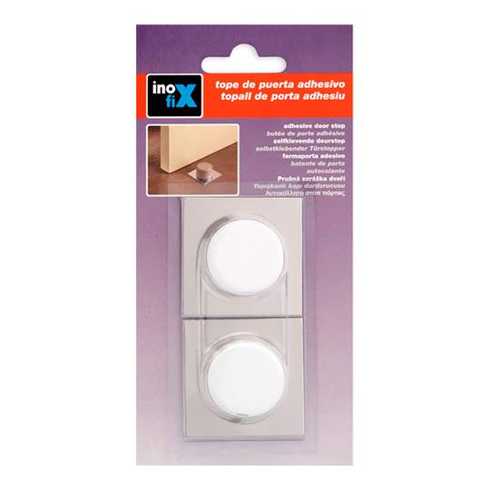 Packung mit 2 Einheiten Inofix Weißchrom-Klebehalter-Türstopper