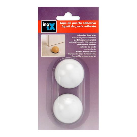 Pak van 2 stuks witte flexibele zelfklevende houder deurstopper Inofix