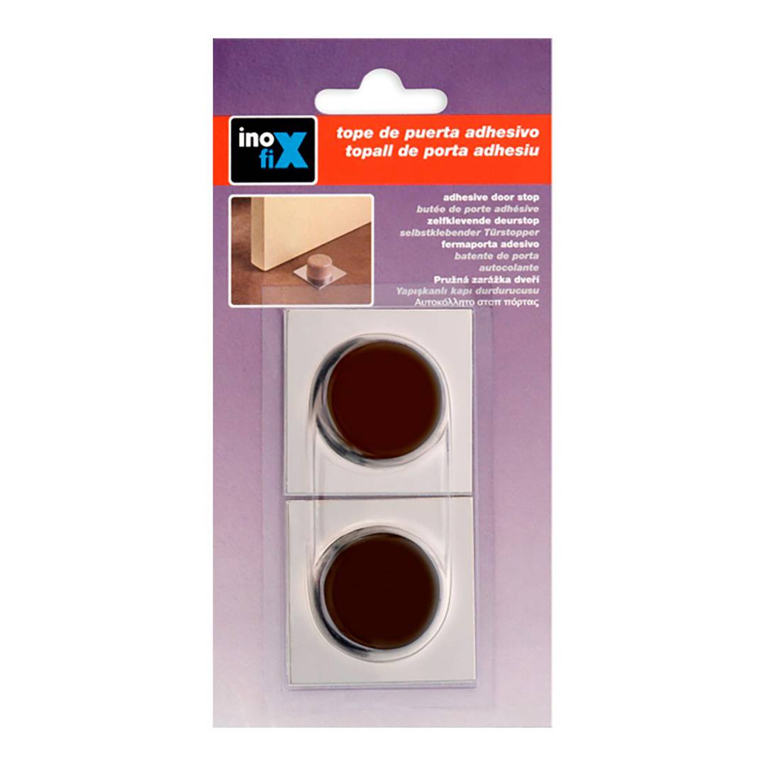 Pack of 2 units Inofix brown adhesive retainer door stop - Cablematic