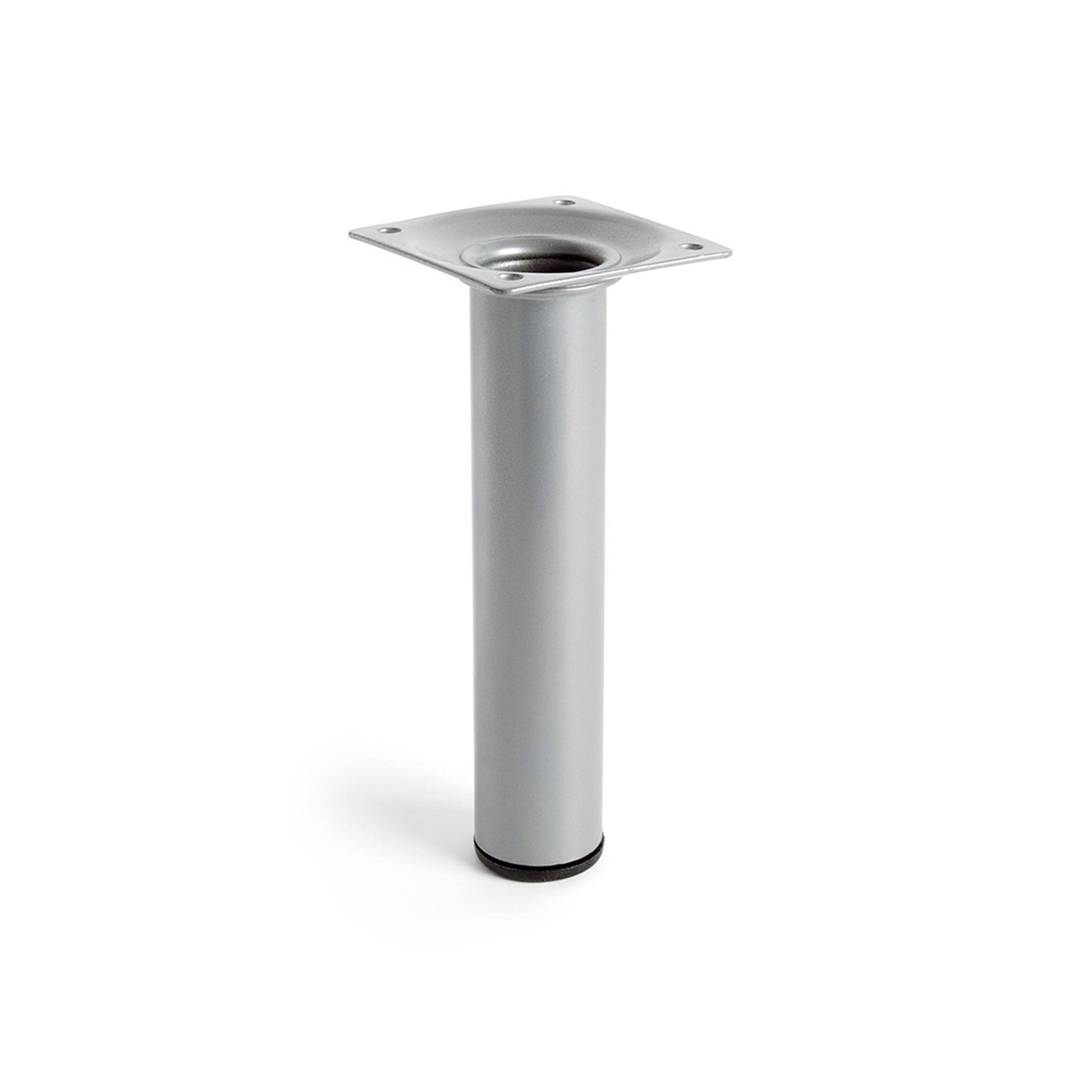 Pie redondo para mesa y mueble. Pata en acero gris de 15cm