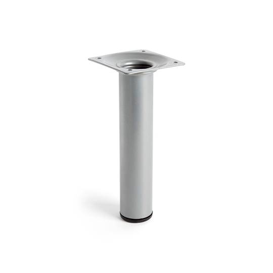 Pie redondo para mesa y mueble. Pata en acero gris de 15cm
