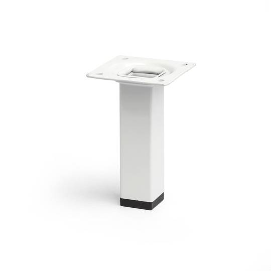 Piede quadrato per tavolo e mobili. Gamba in acciaio bianco da 10 cm