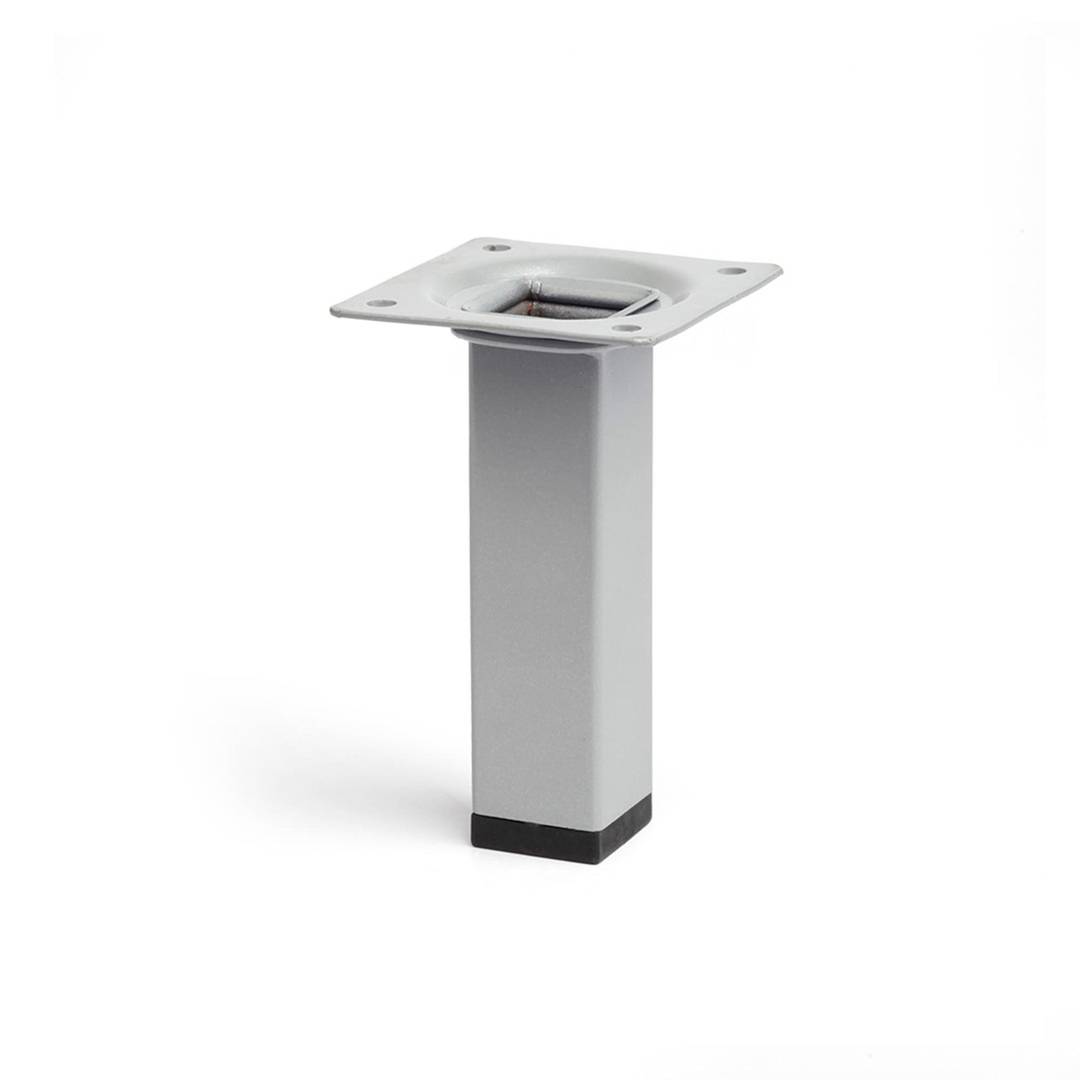 Pied carré pour table et meuble. Pied en acier chromé mat de 10 cm