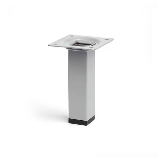 Pied carré pour table et meuble. Pied en acier chromé mat de 10 cm
