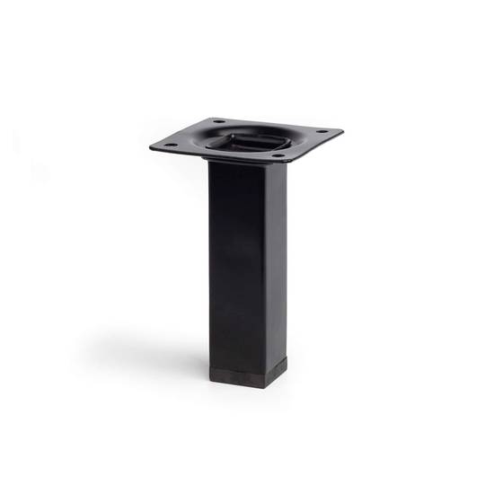 Pie cuadrado para mesa y mueble. Pata en acero negro de 10cm