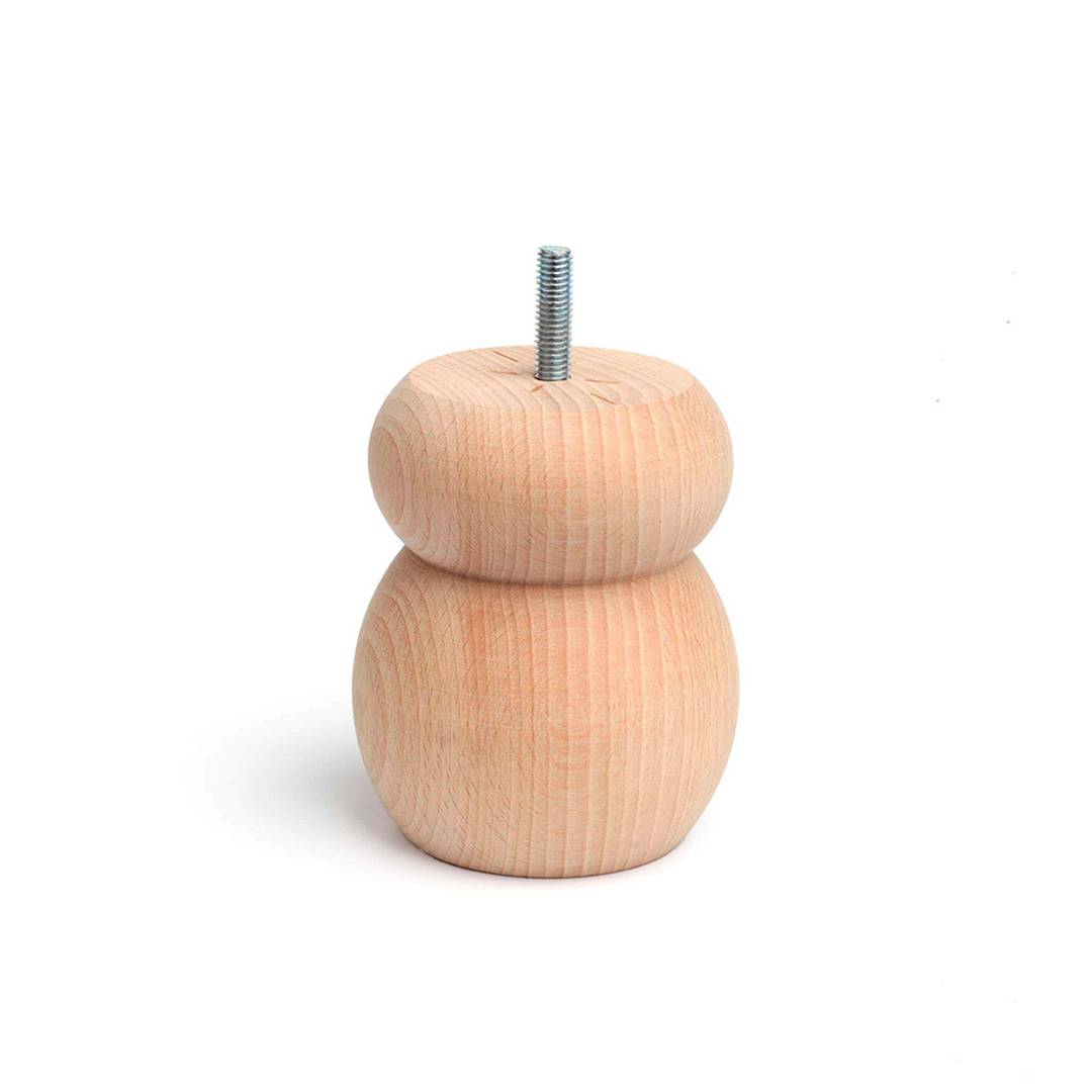 Pie redondo para mesa y mueble. Pata en madera de haya crudo de 10cm