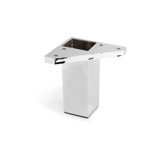 Pied d'angle carré pour table et meuble. Pied ABS chromé 10 cm