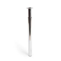 Extendable round foot for table and furniture. Bright aluminum colored steel leg from 71 to 110cm