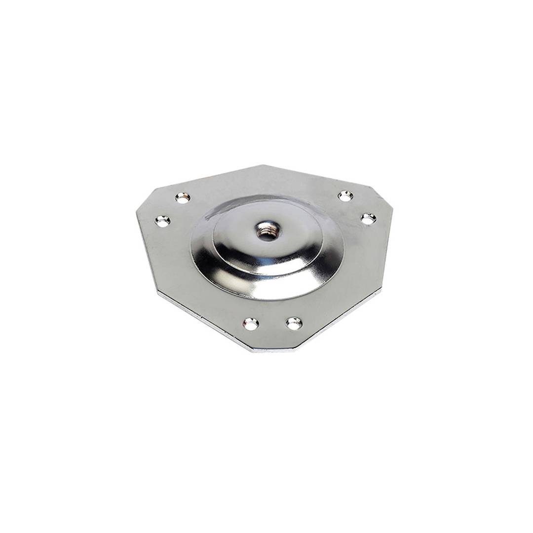 Placa para fixação de pés em aço 129x131x13mm com rosca métrica 10 mm