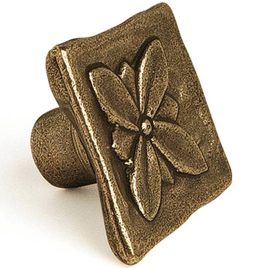 Confezione da 4 pomelli per mobili quadrati 33x33 mm con viti in metallo con finitura in vecchia pelle