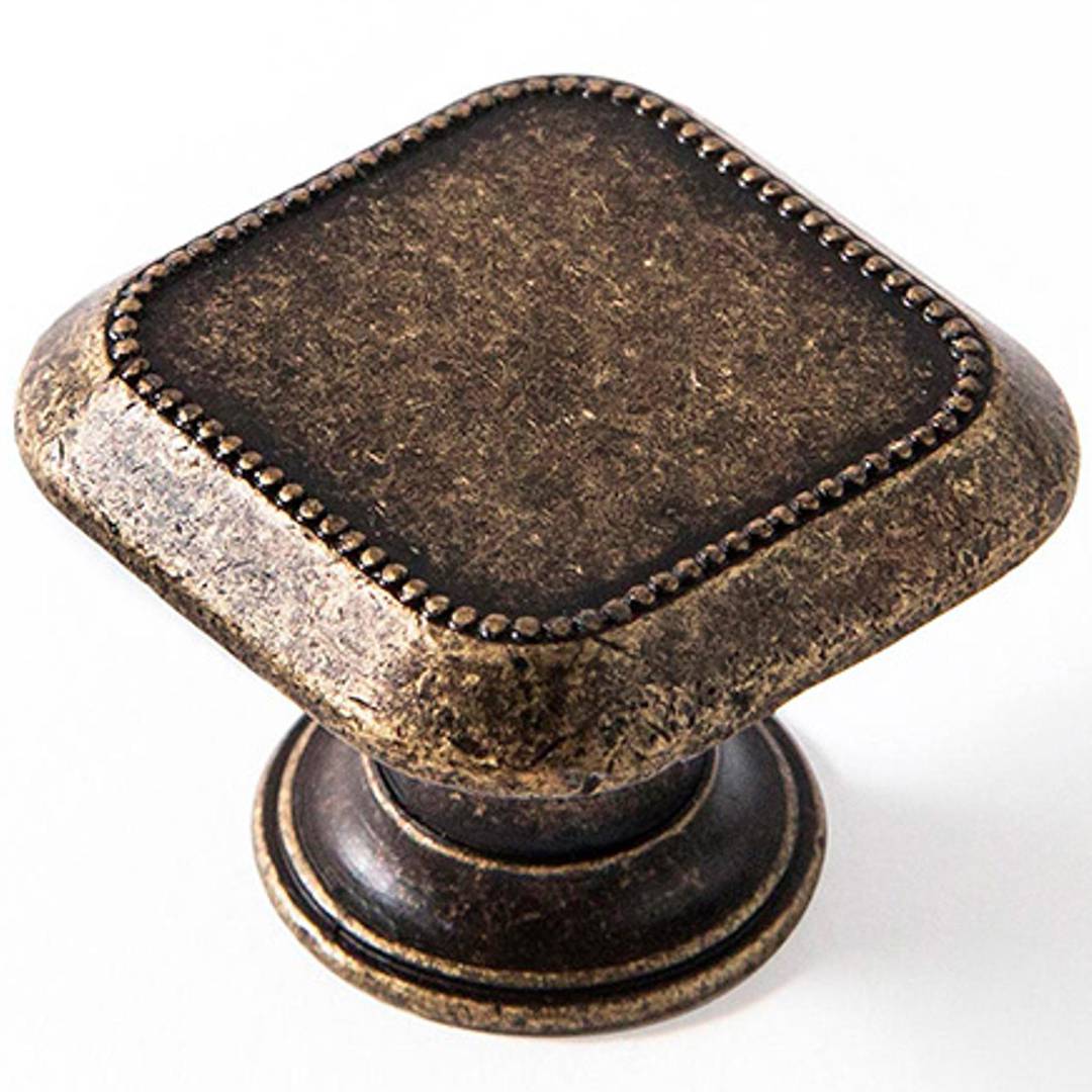 Packung mit 4 Einheiten quadratischer Möbelknopf 30 x 30 mm mit Metallschrauben mit Altleder-Finish