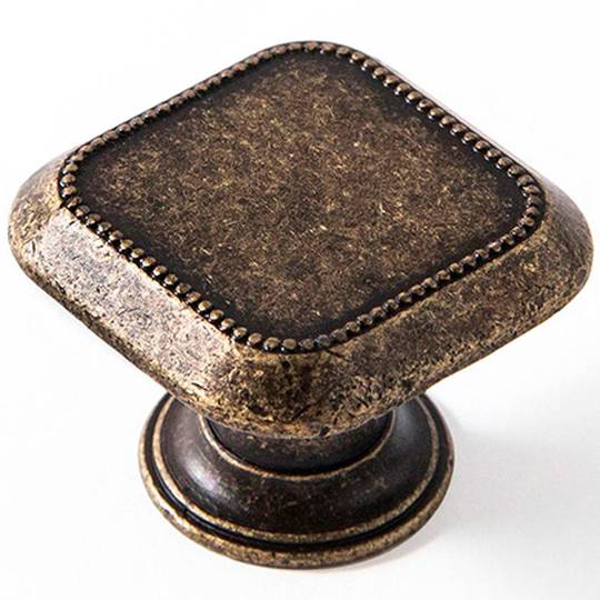 Packung mit 4 Einheiten quadratischer Möbelknopf 30 x 30 mm mit Metallschrauben mit Altleder-Finish