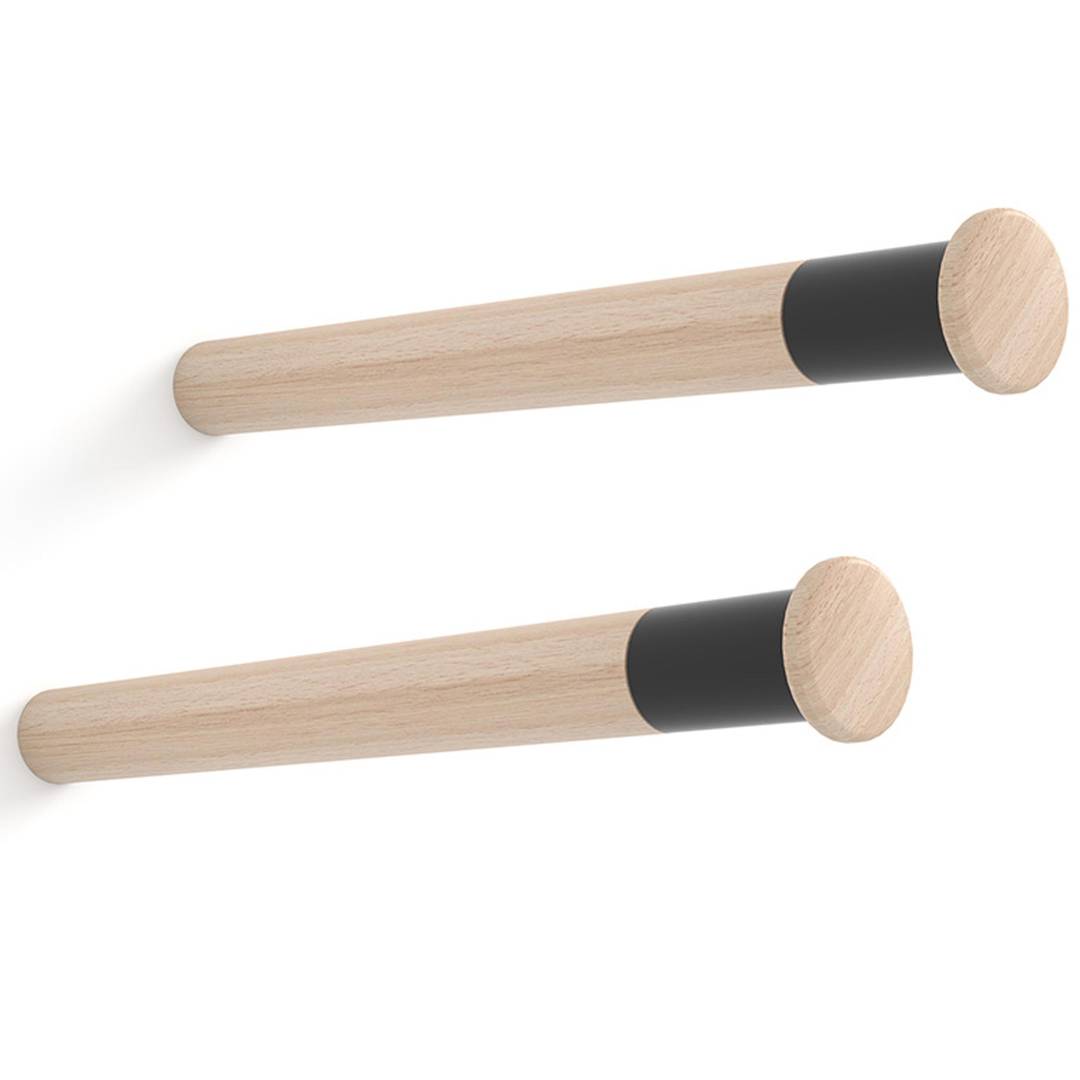 Pack of 2 units fixed beech wood support measuring 3.8x39 cm for hanging objects
