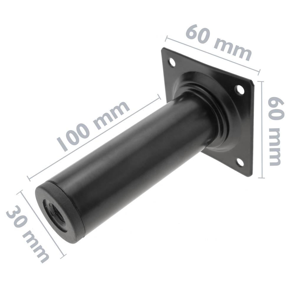 Patas rodadas. Pés de mesa para armários e móveis de aço preto 10cm 4-pack