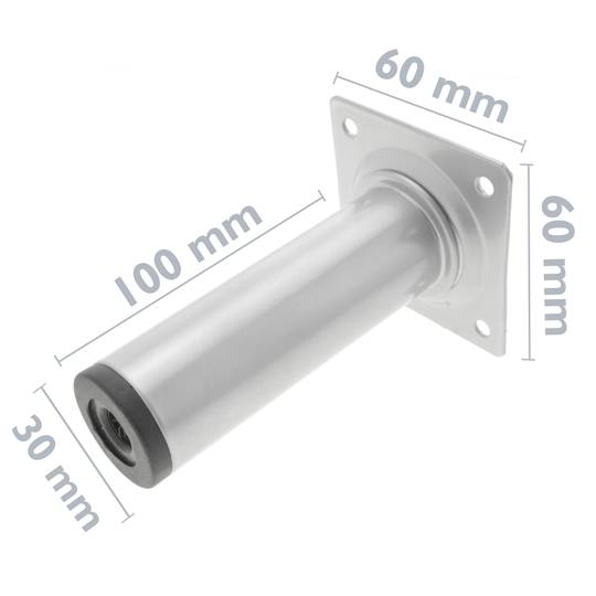 Round table legs for desks cabinets furniture made of gray steel 10cm 4-pack