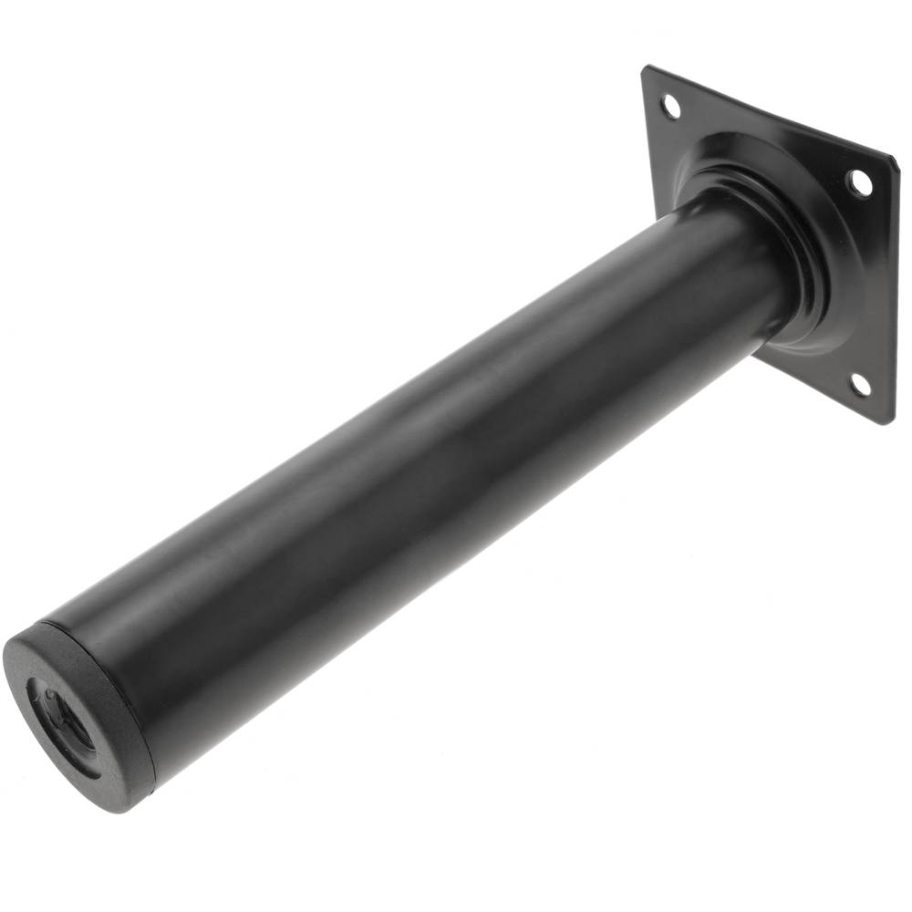 Pies redondos para mesa y mueble. Patas en acero negras de 25cm 4-pack