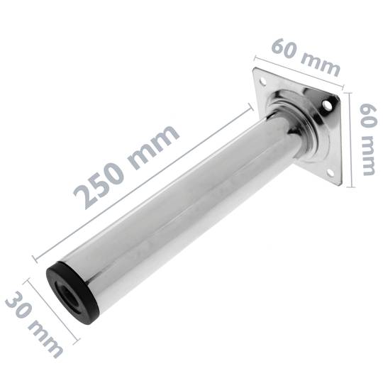 Peus rodons per a taula i moble. Potes en acer cromat de 25cm 4-pack