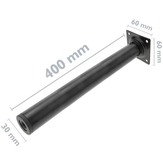 Round table legs for desks cabinets furniture made of black steel 40cm 4-pack
