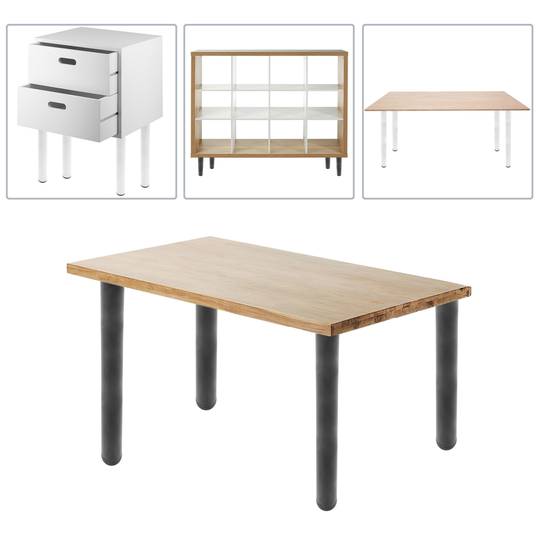 Round table legs for desks cabinets furniture made of black steel 40cm 4-pack