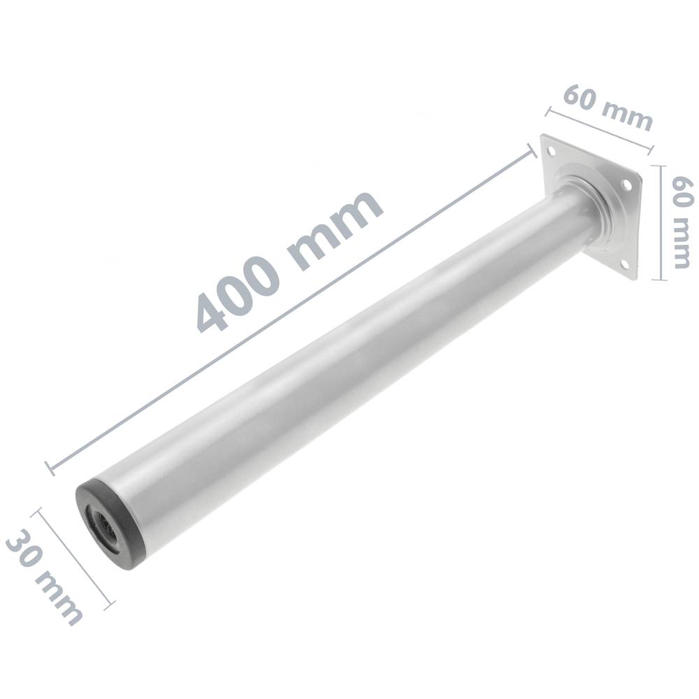 Peus rodons per a taula i moble. Potes en acer gris de 40cm 4-pack