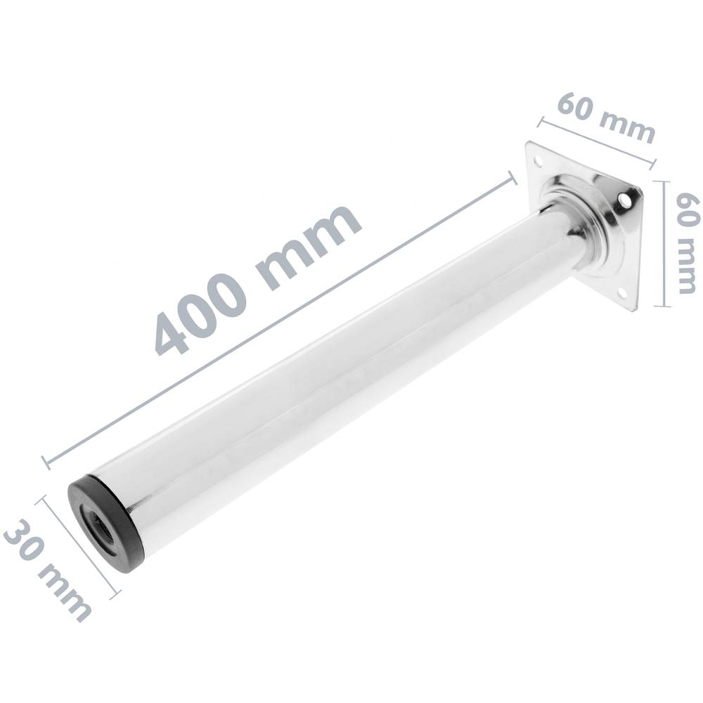 Ronde poten voor tafel en meubels. 40cm verchroomde stalen poten 4-pack