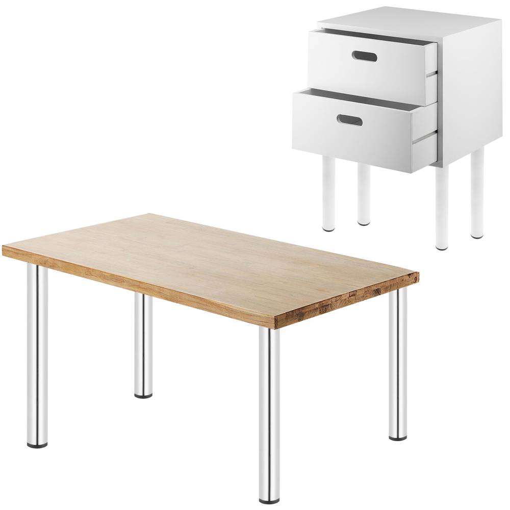 Ronde poten voor tafel en meubels. 40cm verchroomde stalen poten 4-pack