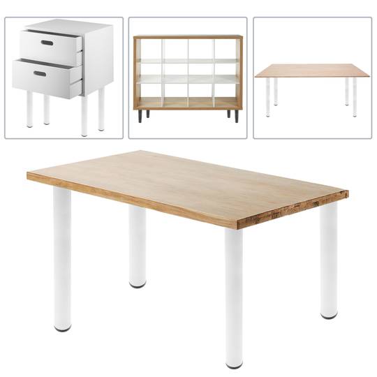 Ronde poten voor tafel en meubels. Witte stalen poten 75 cm 4-pack
