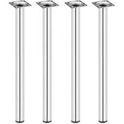 Ronde poten voor tafel en meubels. Poten in verchroomd staal 75cm 4-pack