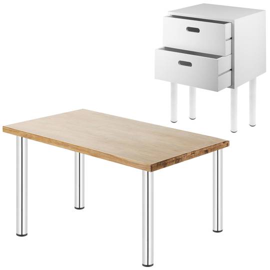 Patas rodadas. Pés de mesa para armários e móveis de aço cromado 75cm 4-pack