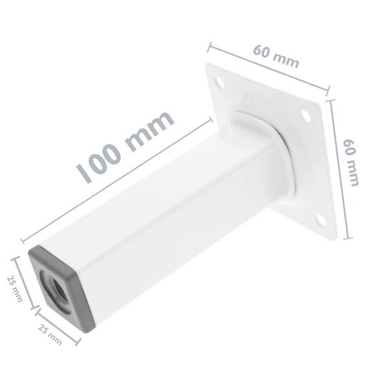 Peus quadrats per a taula i moble. Potes en acer blanques de 10cm 4-pack