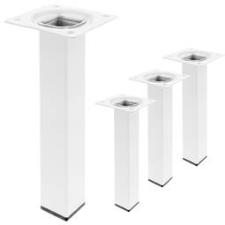Pieds de table carré pour meubles et bureau en acier blanc 25cm 4-pack