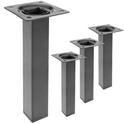 Pieds de table carré pour meubles et bureau en acier noir 25cm 4-pack