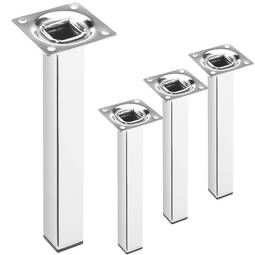 Pieds de table carré pour meubles et bureau en acier chromé 25cm 4-pack