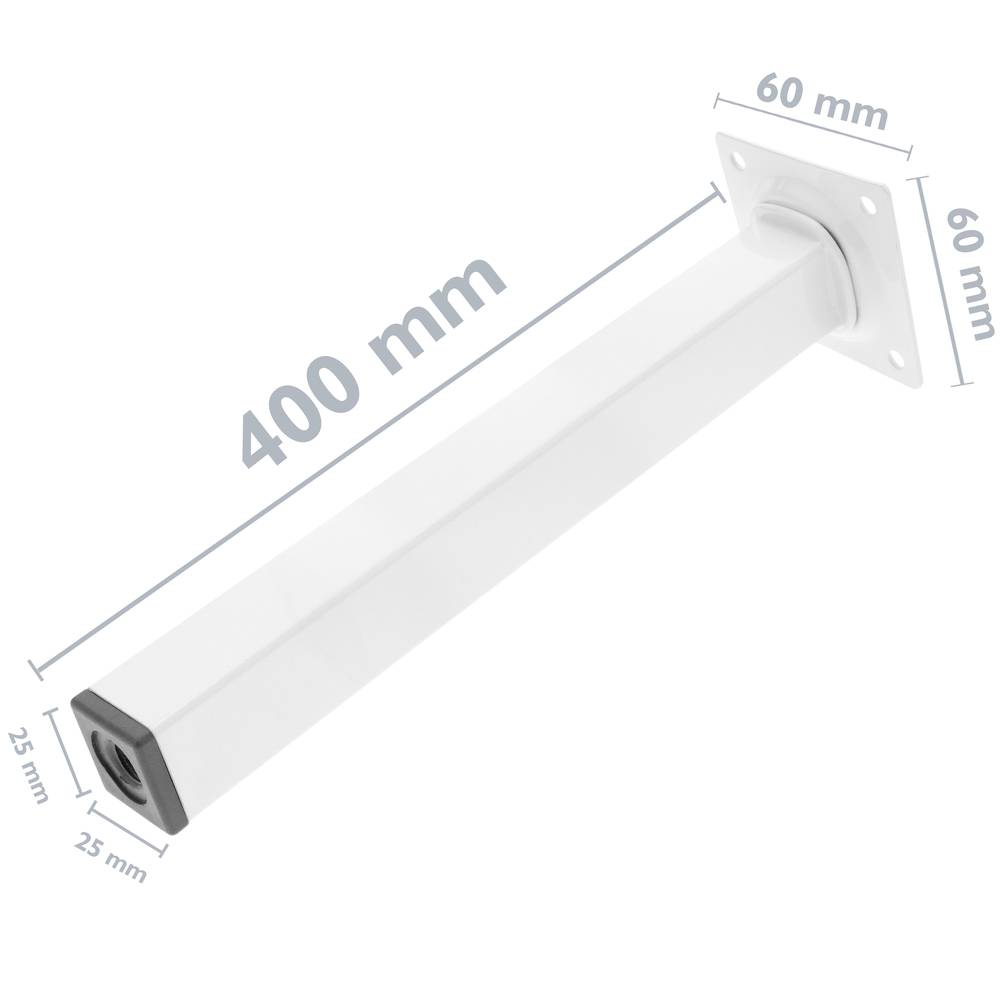 Peus quadrats per a taula i moble. Potes en acer blanques de 40cm 4-pack