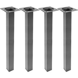 Patas quadradas. Pés de mesa para armários e móveis de aço preto 40cm 4-pack