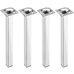 Pieds de table carré pour meubles et bureau en acier chromé 40cm 4-pack