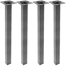 Pieds de table carré pour meubles et bureau en acier noir 75cm 4-pack