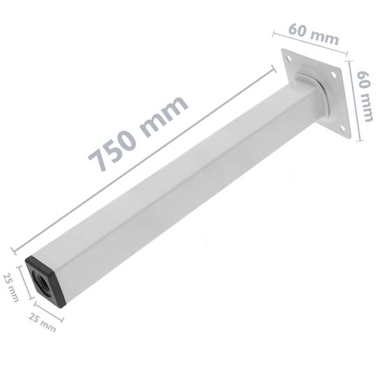 Piedi per mobili in metallo 25x25 mm 300 mm