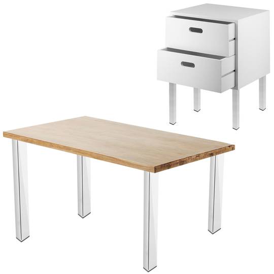 Pies cuadrados para mesa y mueble. Patas en acero cromado de 75cm 4-pack