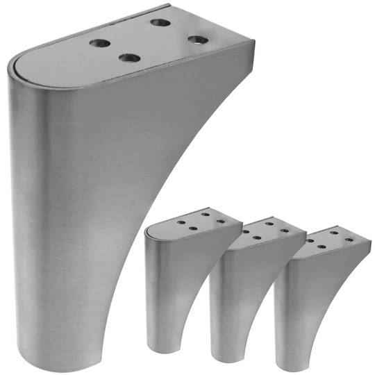 Pies redondeados para mesa y mueble. Patas en acero inoxidable de 104mm 4-pack