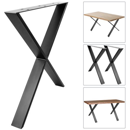 Table legs in 'X' for desks made of black steel 680 x 80 x 710 mm 2-pack